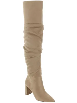Alexiana Womens Pointed Floral Thigh-High Boots