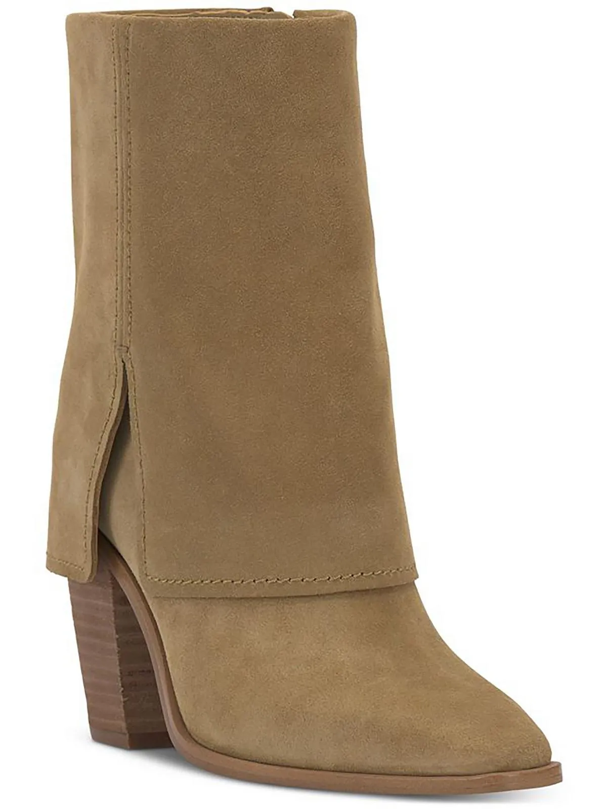 Alolison Womens Suede Cuffed Mid-Calf Boots