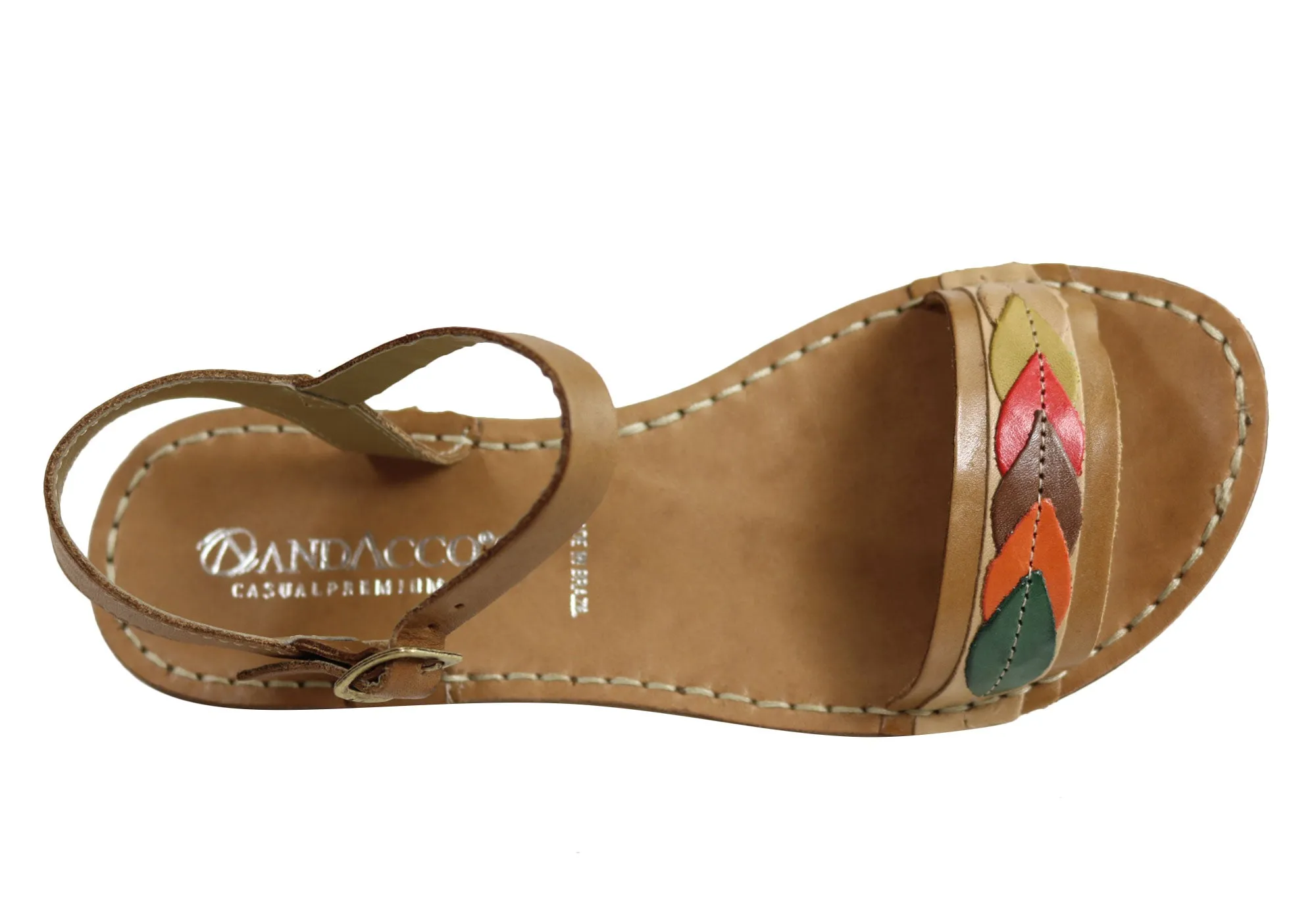 Andacco Petal Womens Comfortable Flat Leather Sandals Made In Brazil Andacco Shoes