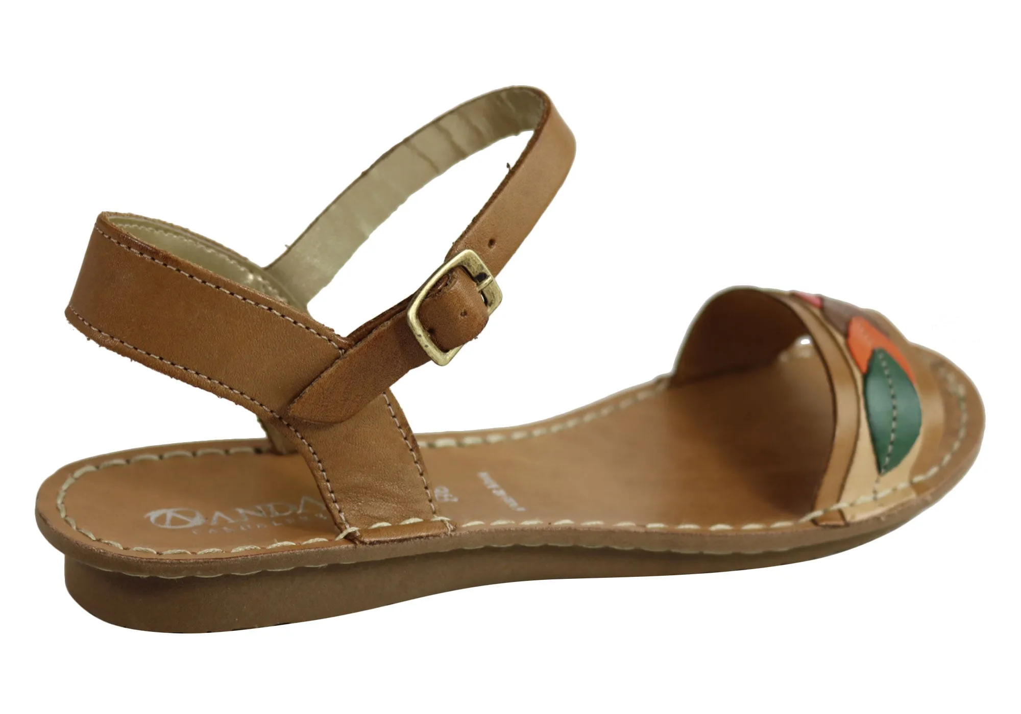 Andacco Petal Womens Comfortable Flat Leather Sandals Made In Brazil Andacco Shoes