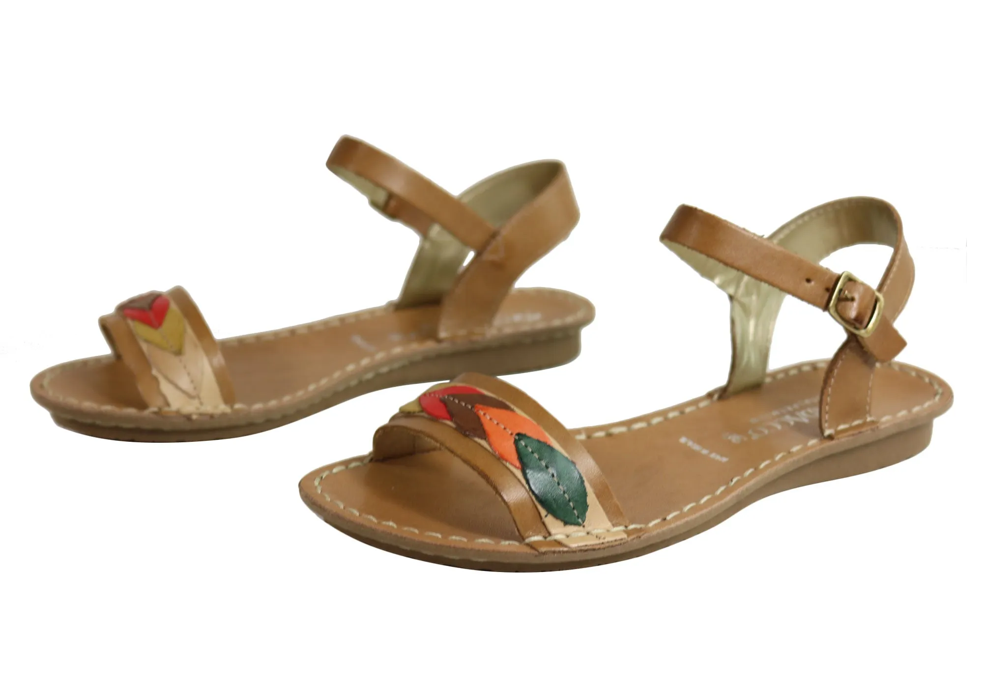 Andacco Petal Womens Comfortable Flat Leather Sandals Made In Brazil Andacco Shoes