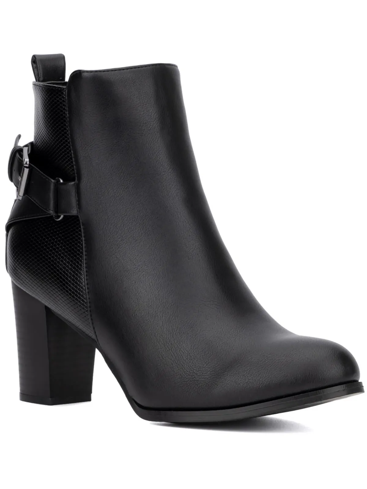 Andra Womens Faux Leather Block Heel Ankle Boots
