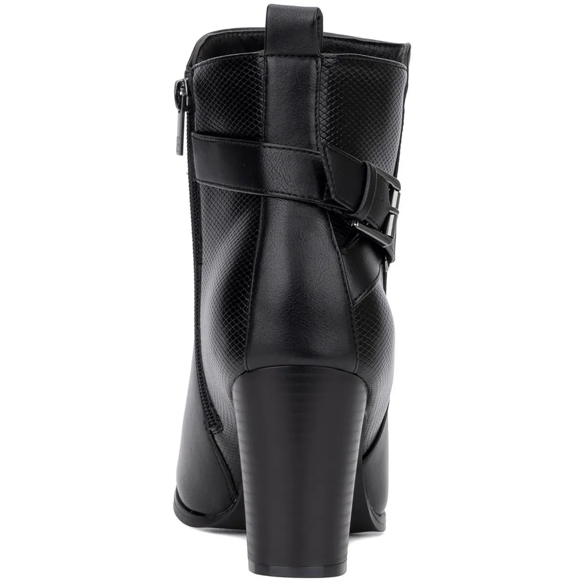 Andra Womens Faux Leather Block Heel Ankle Boots
