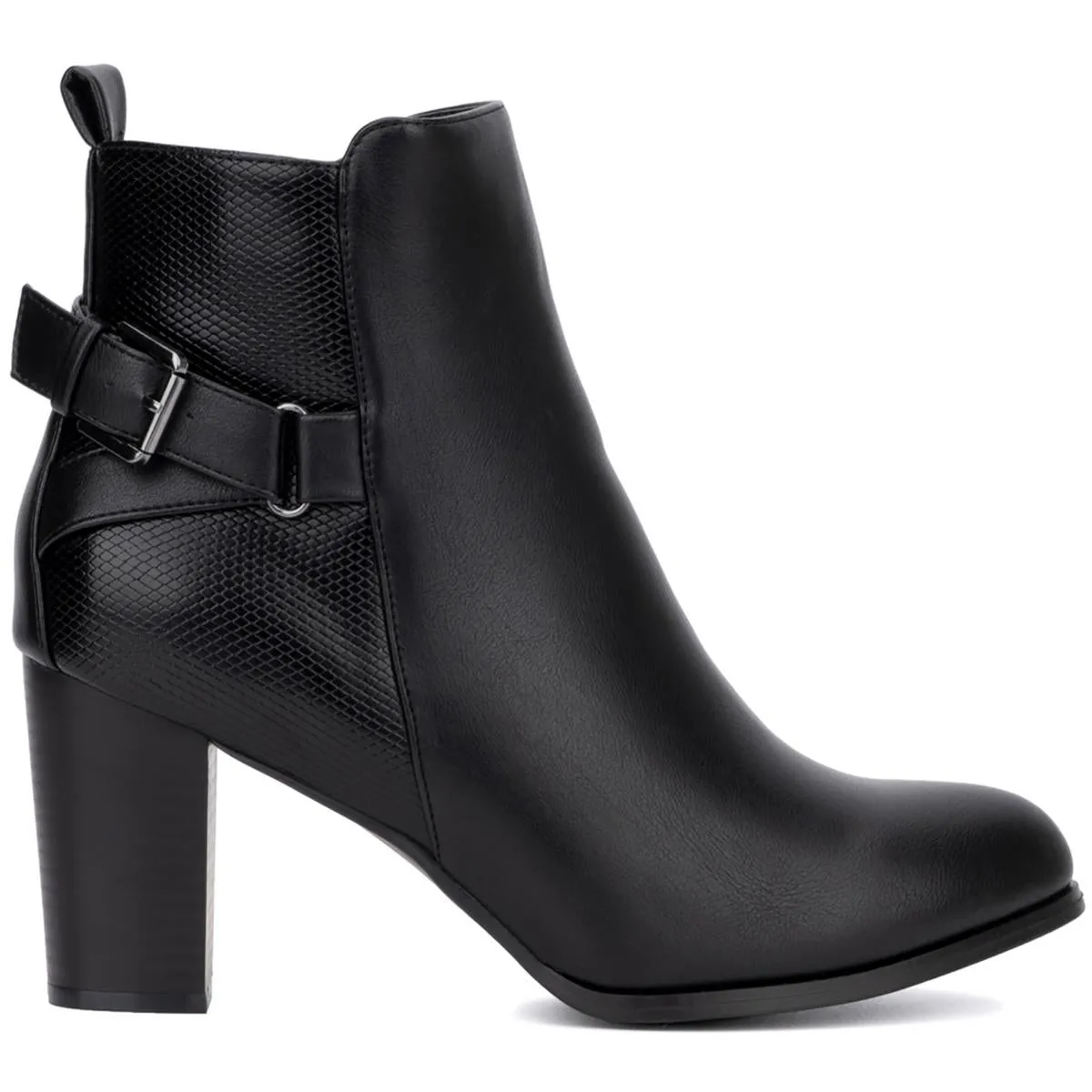 Andra Womens Faux Leather Block Heel Ankle Boots