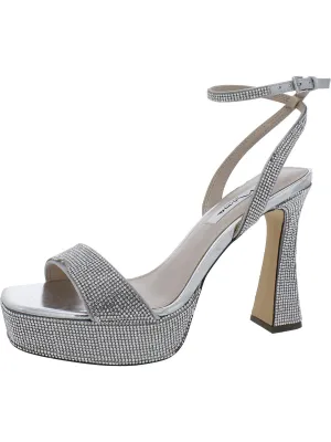 Angella Womens Rhinestone Ankle Strap Platform Heels