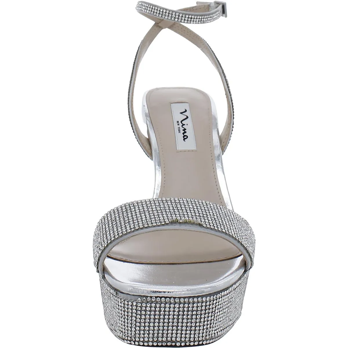 Angella Womens Rhinestone Ankle Strap Platform Heels