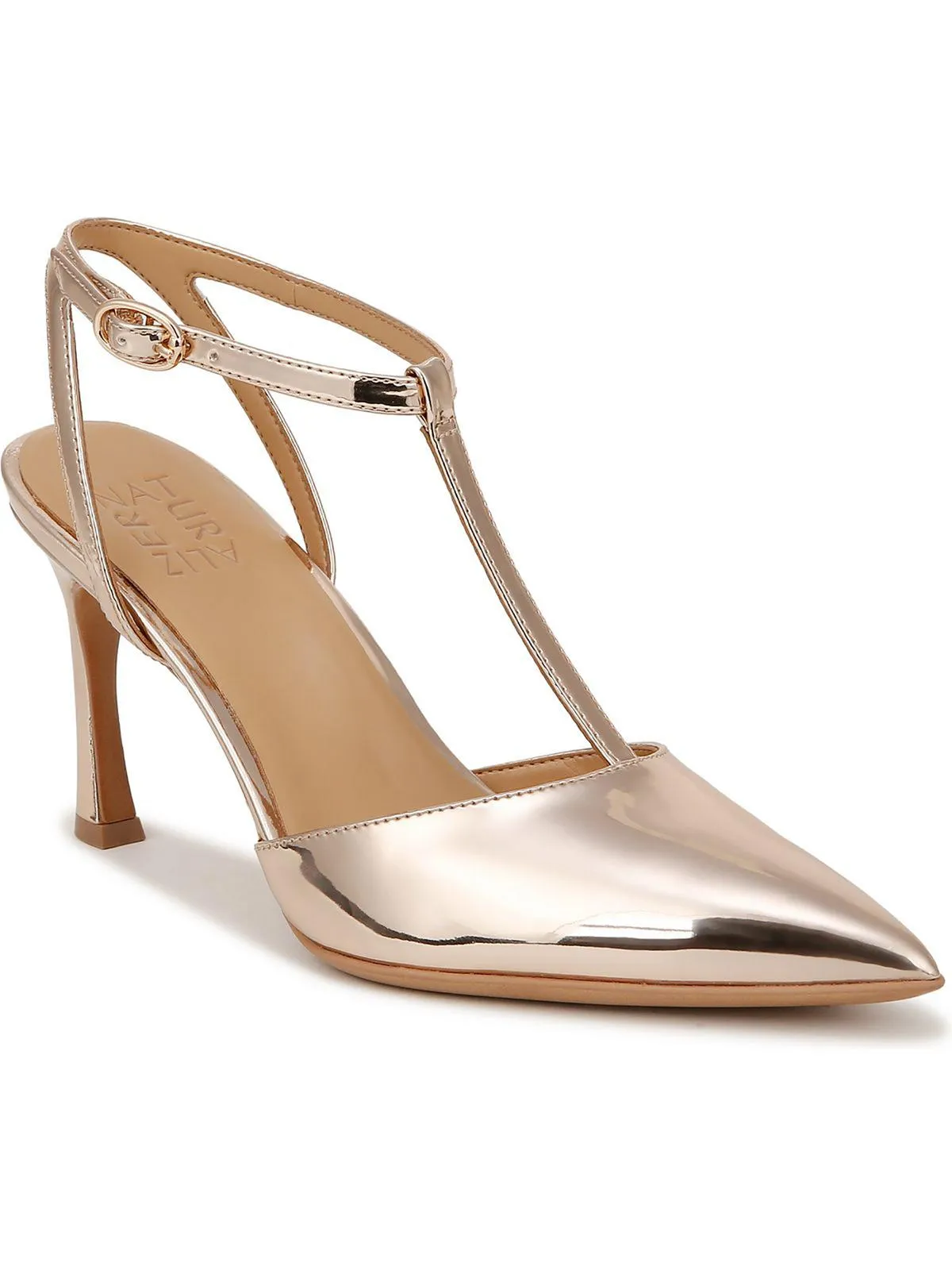 Astrid Womens Metallic Ankle Strap Heels
