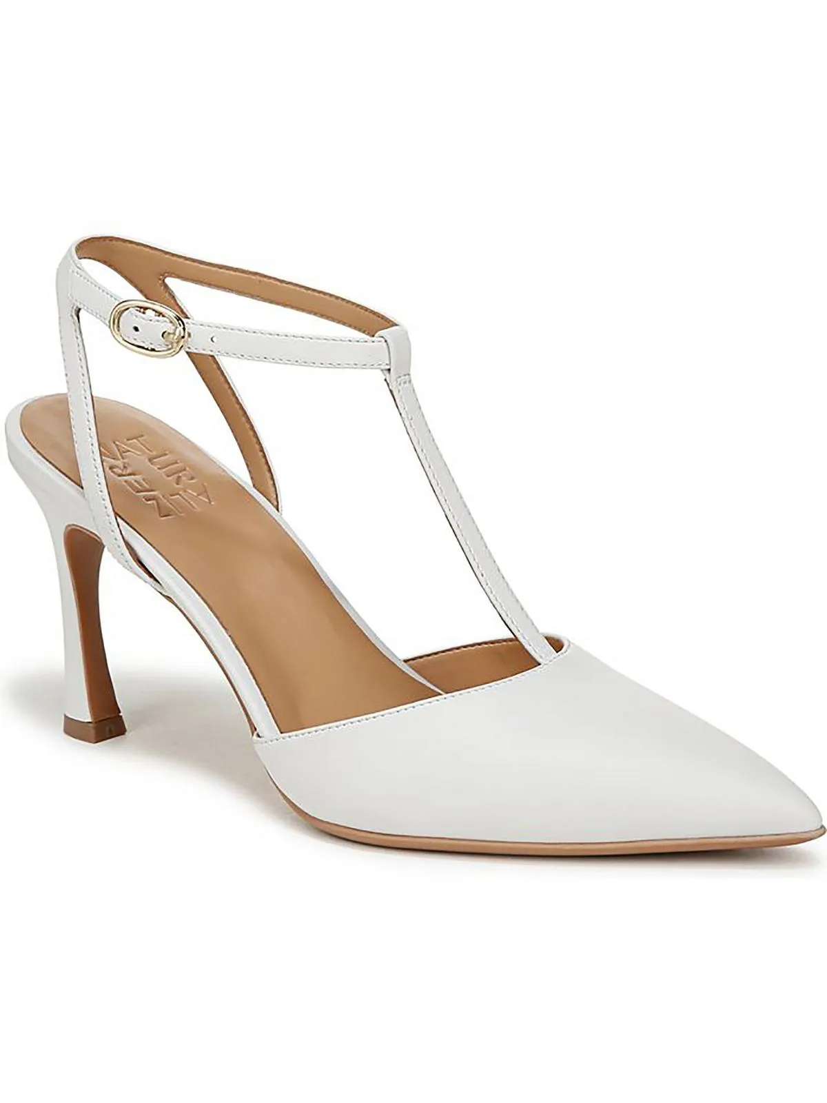 Astrid Womens Metallic Ankle Strap Heels