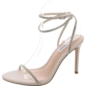 Aubrey Womens Rhinestone Faux Leather Ankle Strap