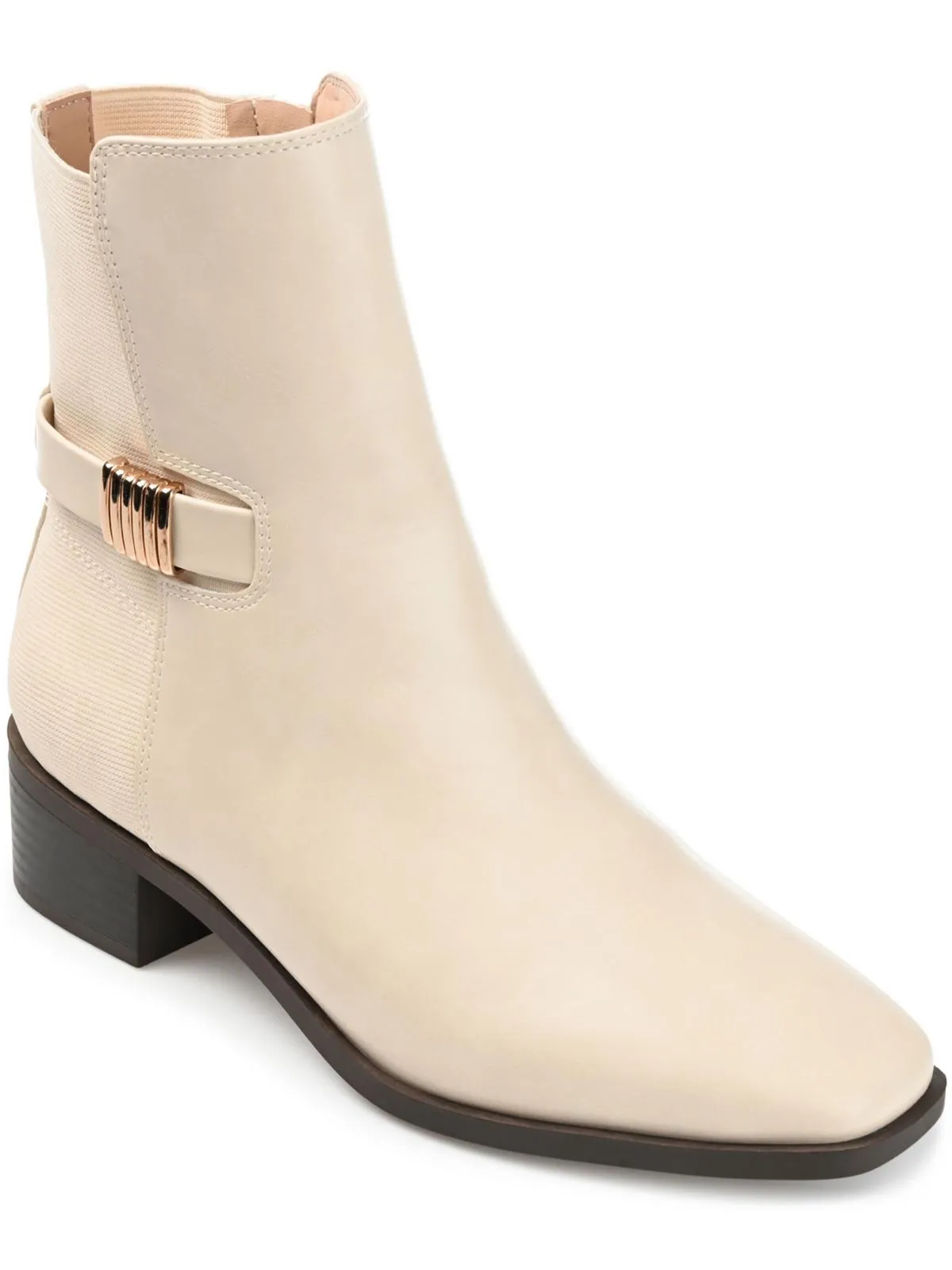 Aubrie Womens Faux Leather Block Heel Ankle Boots