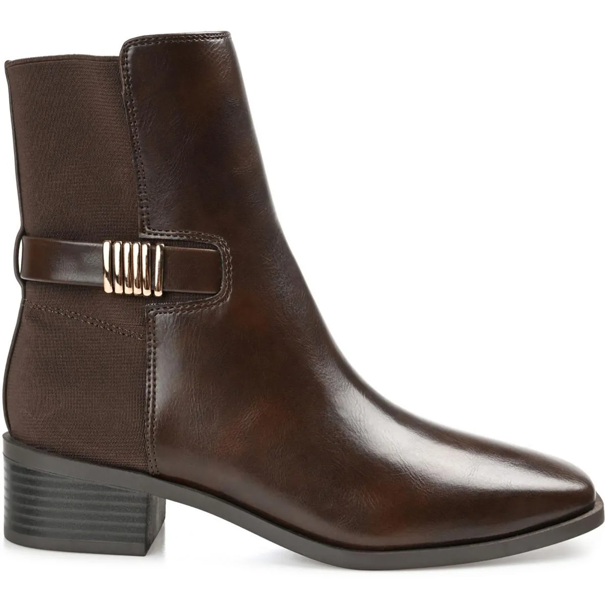 Aubrie Womens Faux Leather Block Heel Ankle Boots
