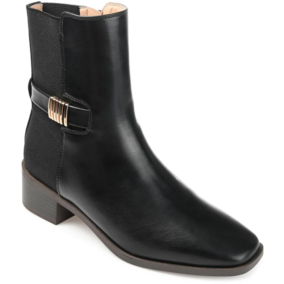 Aubrie Womens Faux Leather Block Heel Ankle Boots