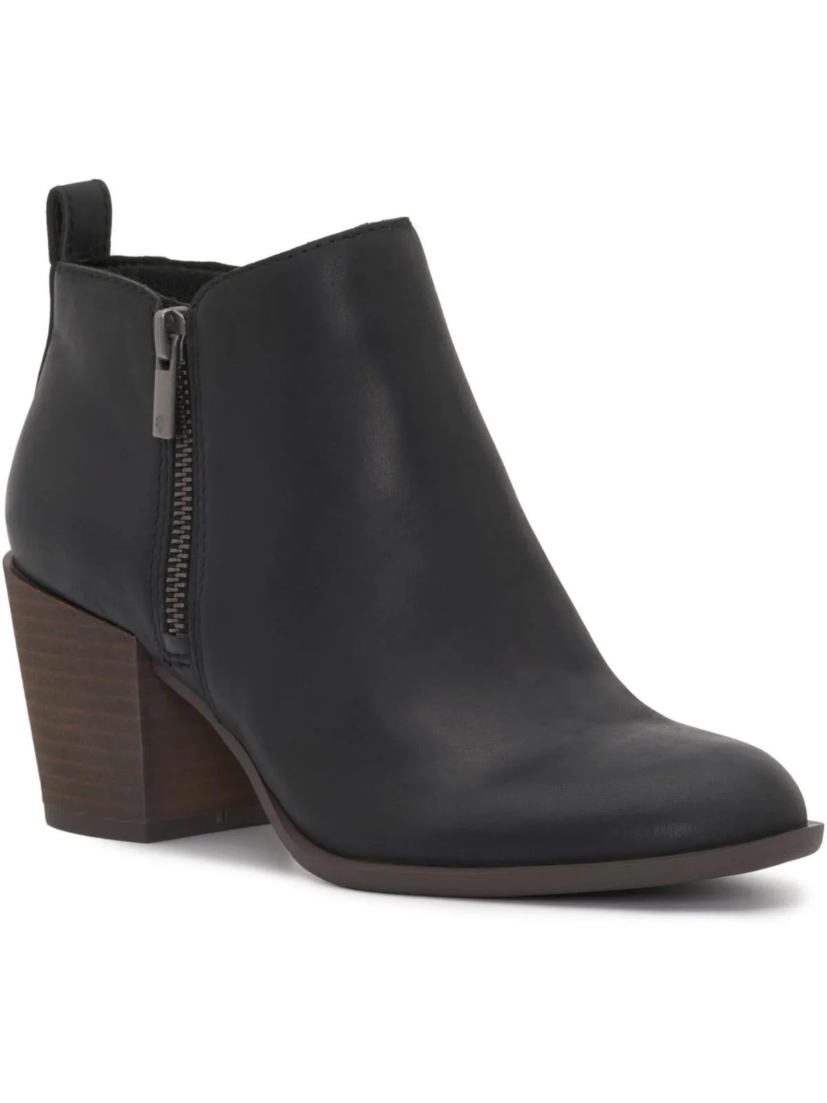 BASELMID Womens Leather Stacked Heel Ankle Boots