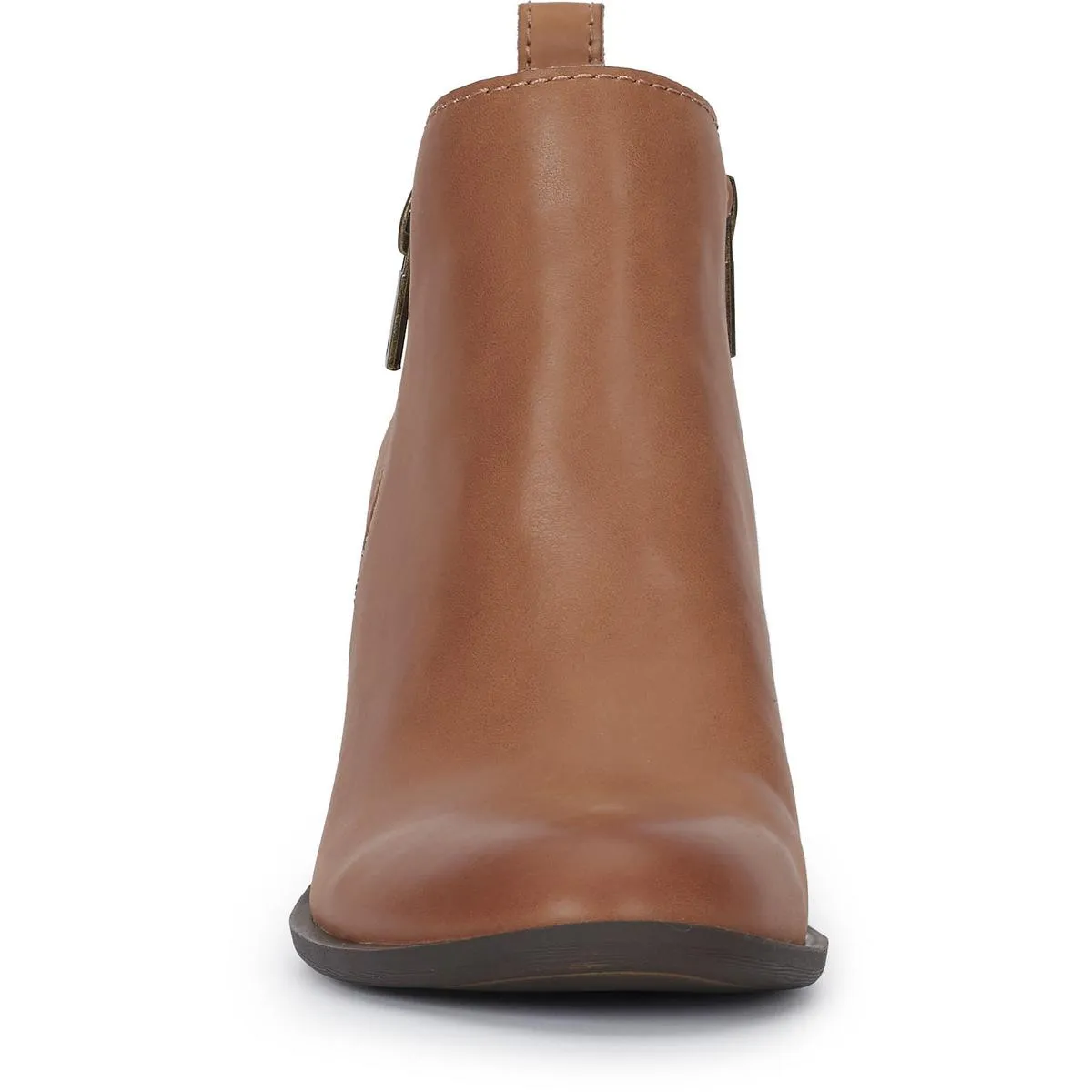 BASELMID Womens Leather Stacked Heel Ankle Boots