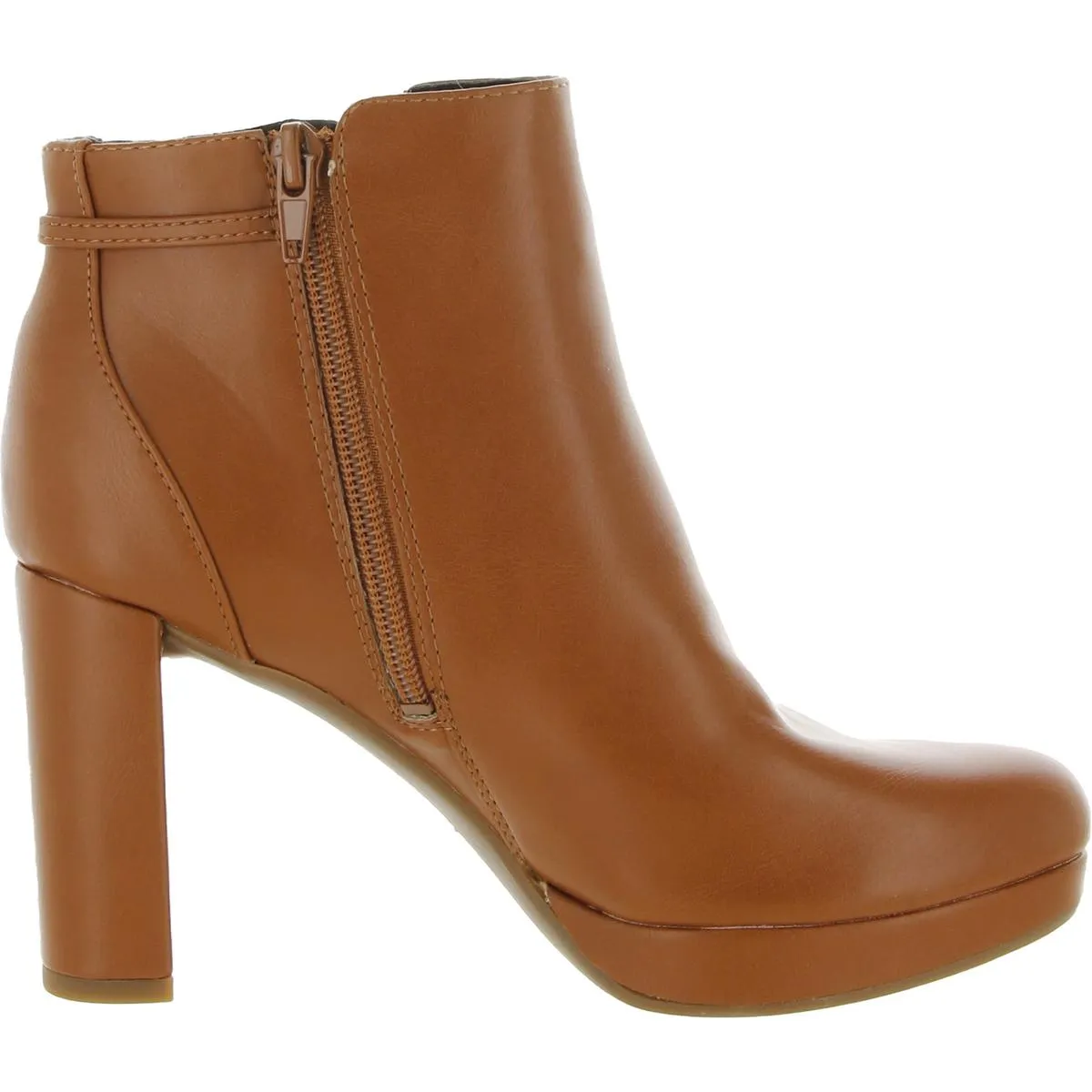 Berri Womens Faux Leather Block Heel Ankle Boots