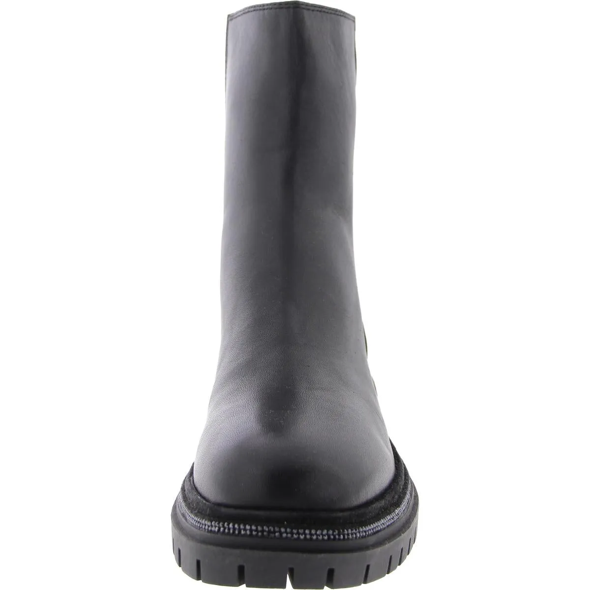 Braced Womens Leather Block Heel Ankle Boots