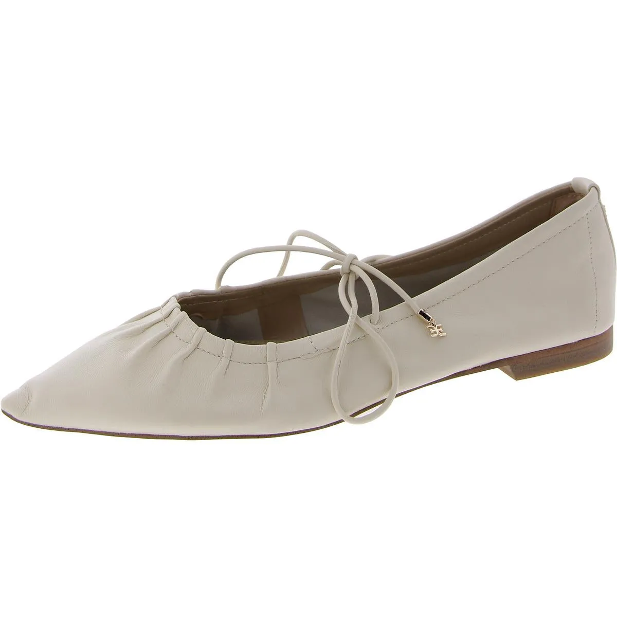 Bri Womens Leather Pointed Toe Flat Shoes