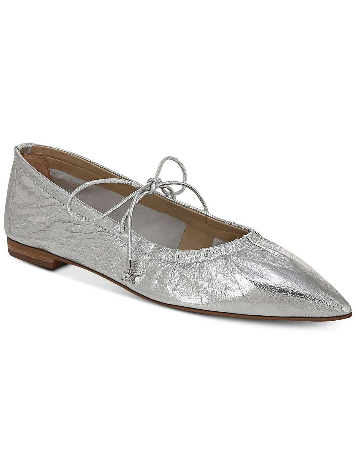 Bri Womens Leather Pointed Toe Flat Shoes