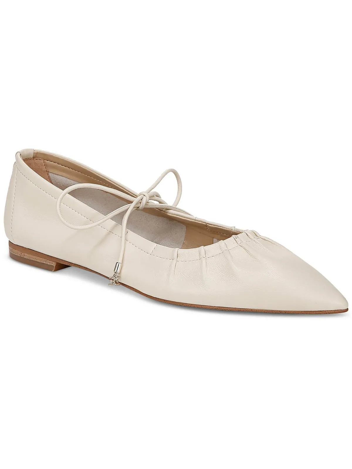 Bri Womens Leather Pointed Toe Flat Shoes