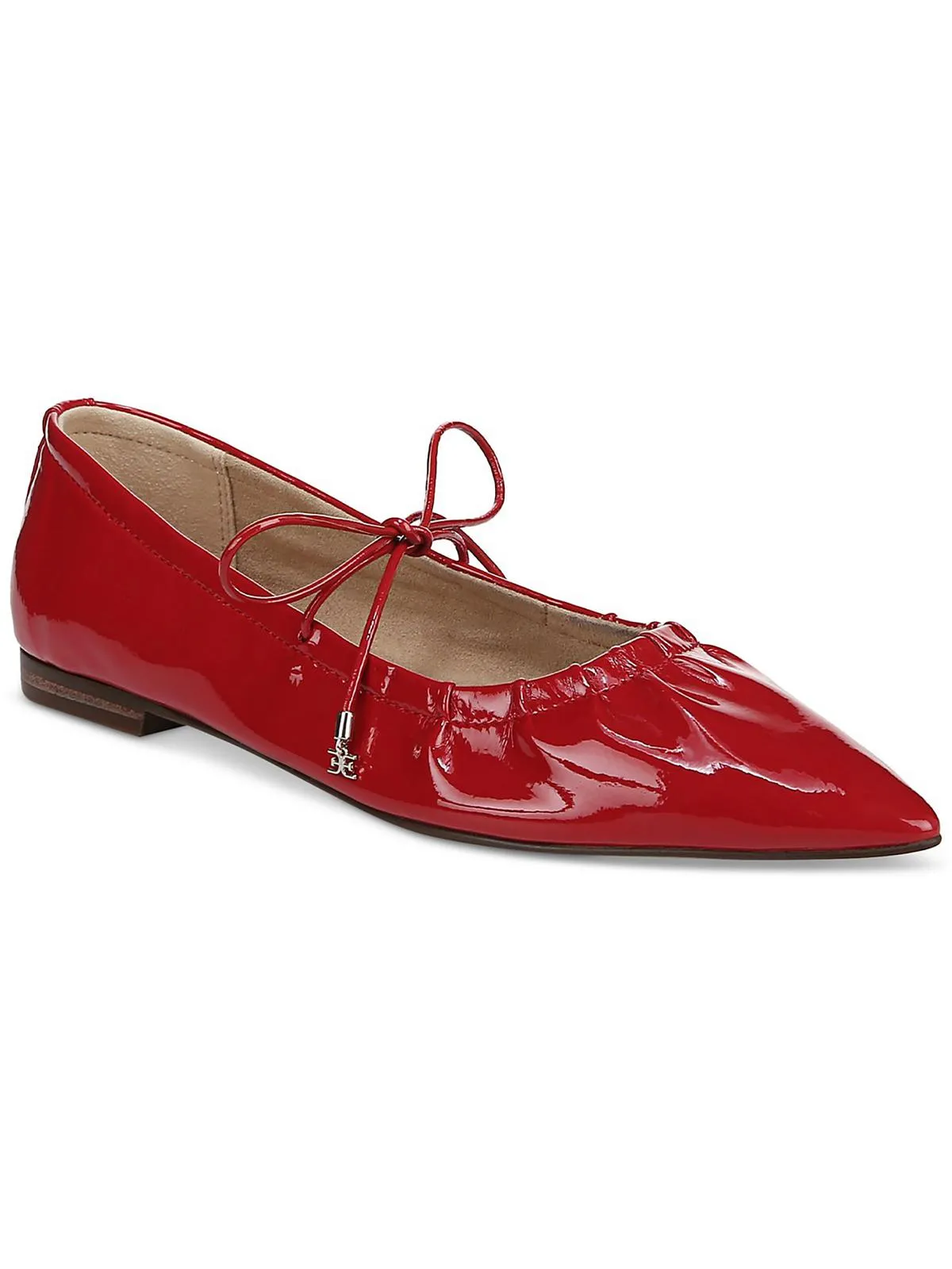Bri Womens Leather Pointed Toe Flat Shoes