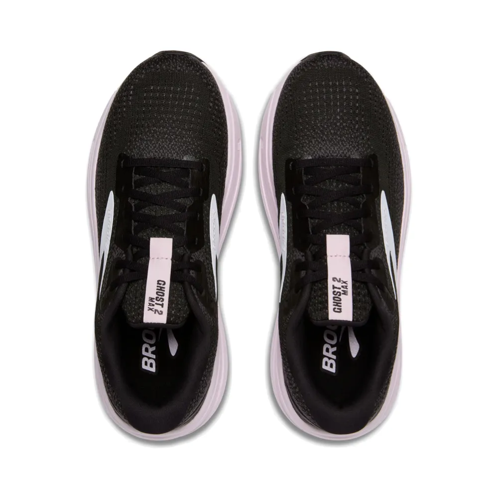 Brooks Women's Ghost Max 2 Sneaker in Black/White/Orchid Ice
