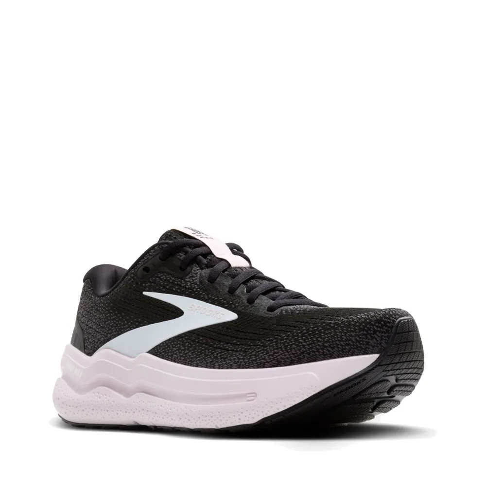 Brooks Women's Ghost Max 2 Sneaker in Black/White/Orchid Ice