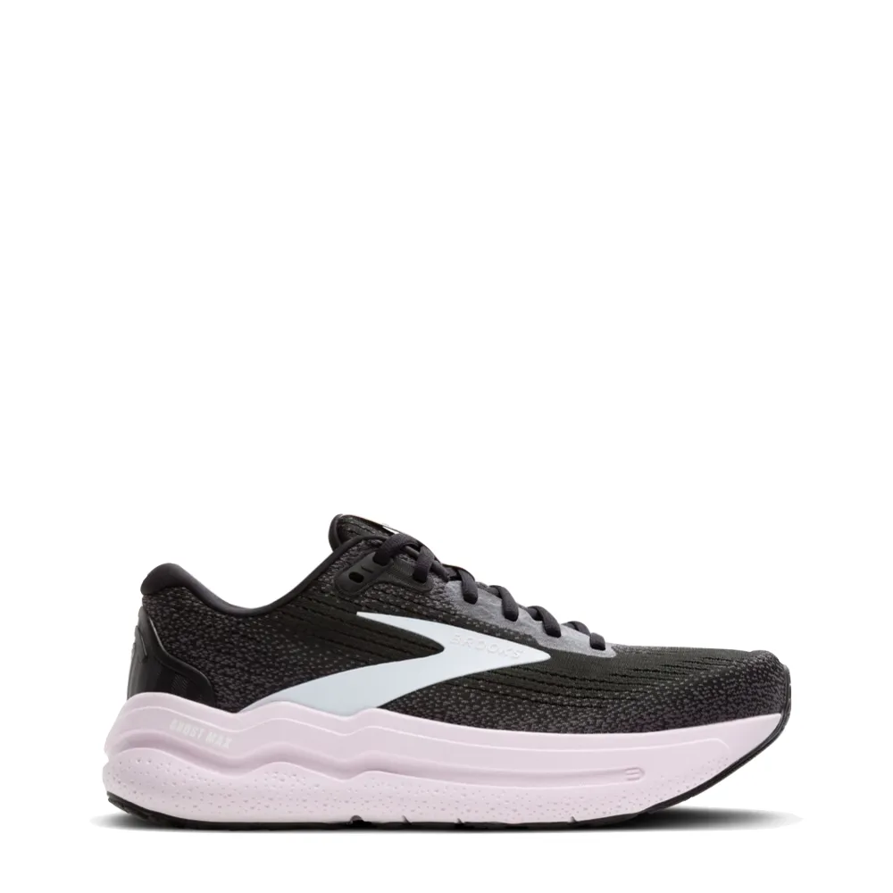 Brooks Women's Ghost Max 2 Sneaker in Black/White/Orchid Ice