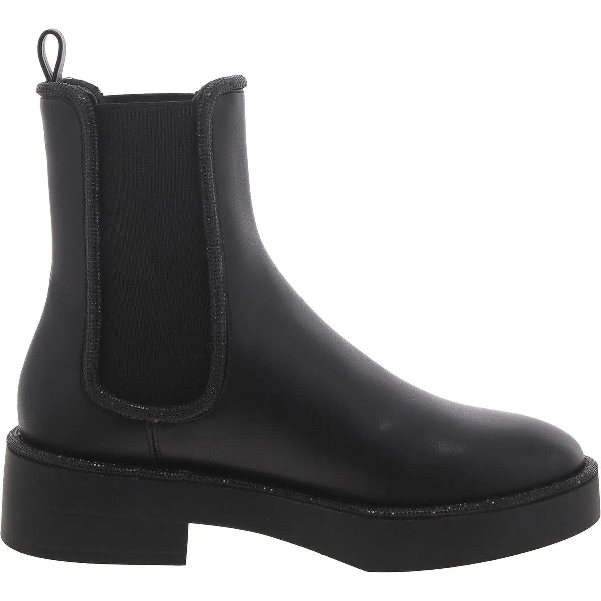 Broom Womens Faux Leather Rhinestone Ankle Boots