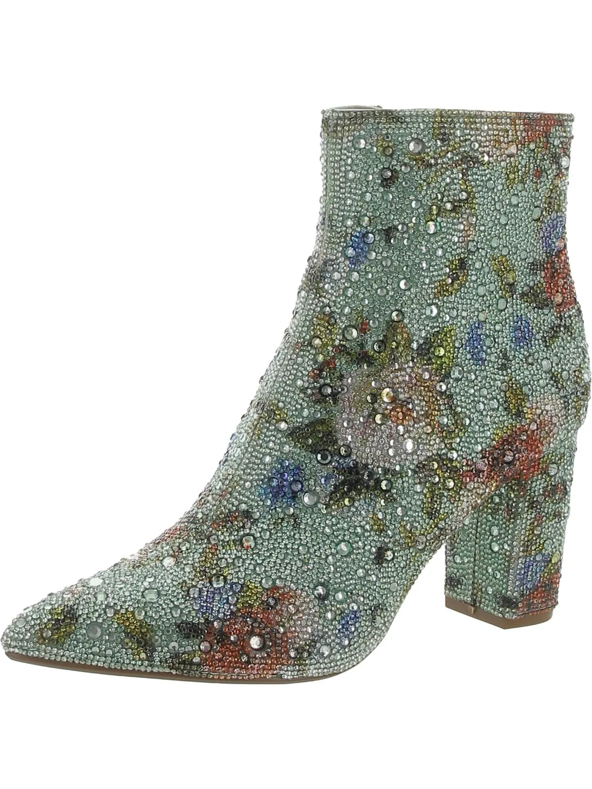 Cady Womens Embellished Block Heel Ankle Boots