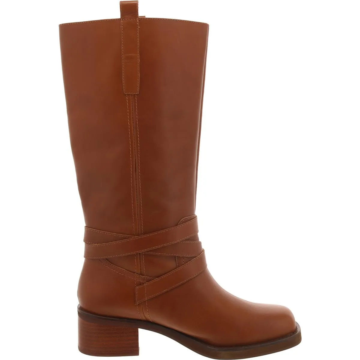 Calin Womens Leather Block Heel Knee-High Boots