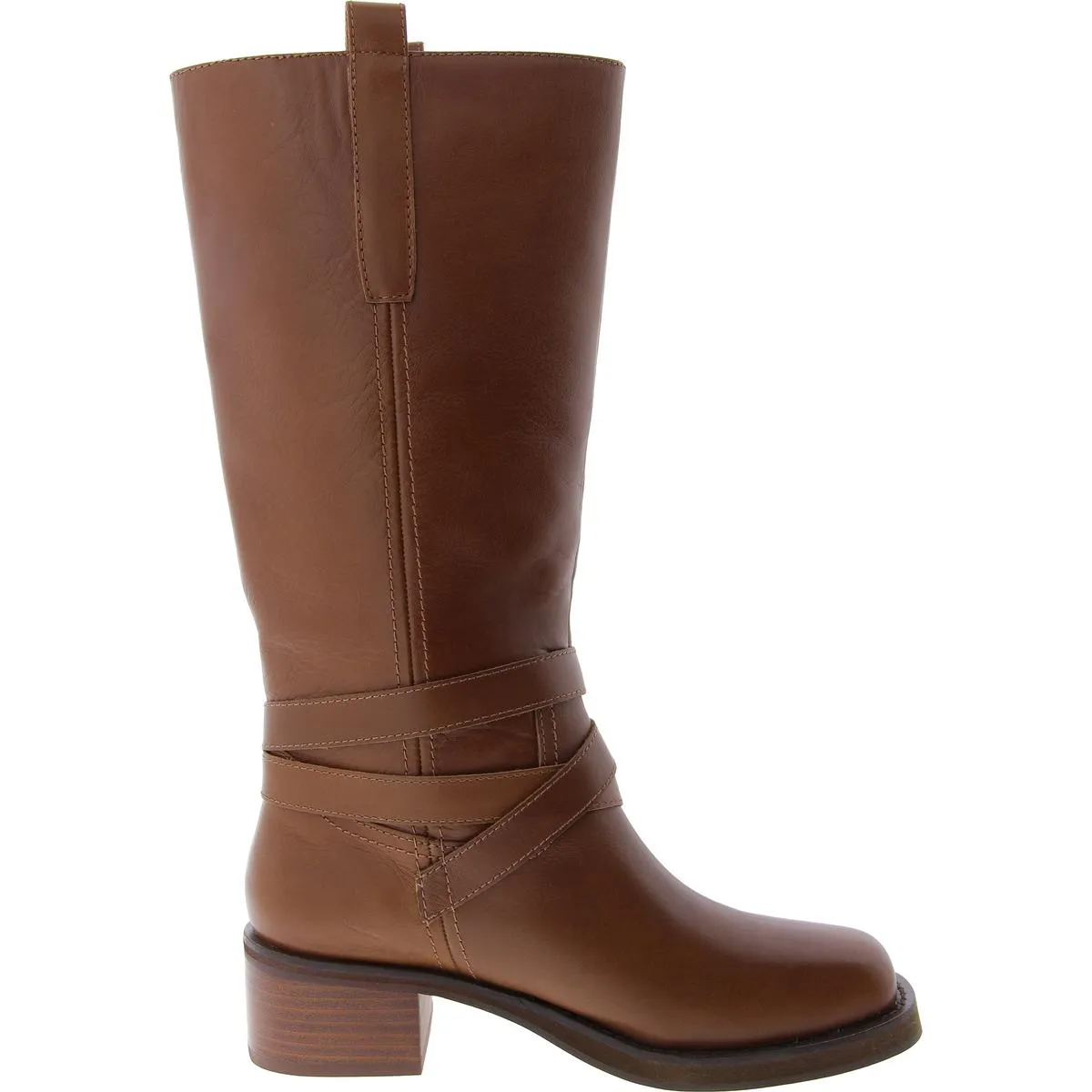 Calin Womens Leather Block Heel Knee-High Boots