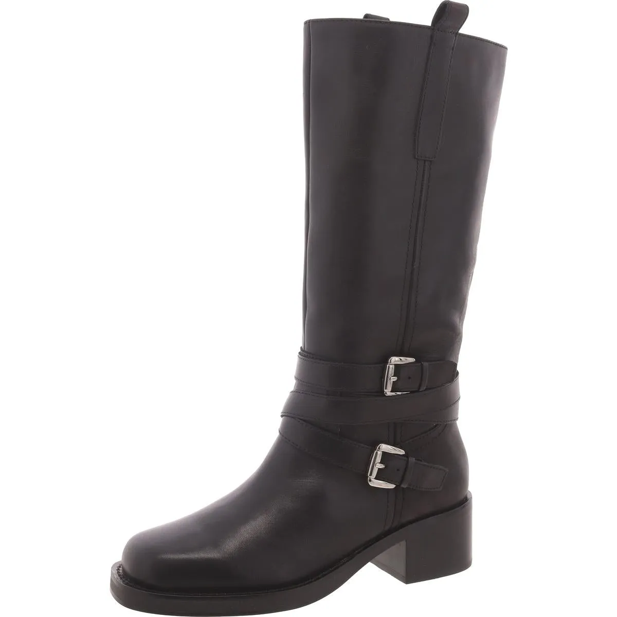 Calin Womens Leather Block Heel Knee-High Boots