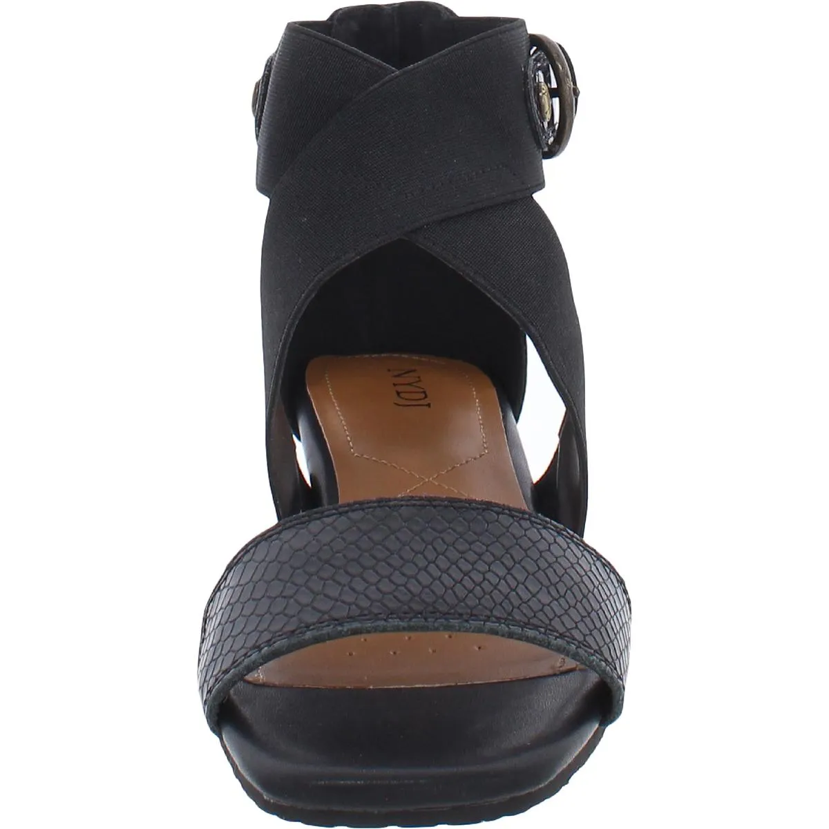 Callie Womens Buckle Snake Print Ankle Strap