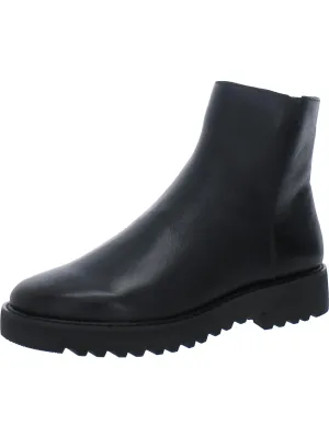 Cassie Womens Leather Block Heel Ankle Boots