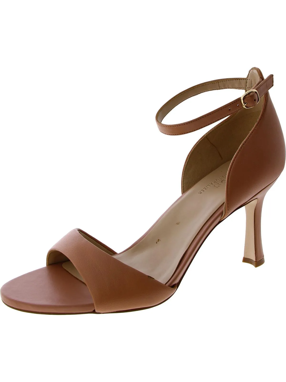 Celeste Womens Leather Ankle Strap Heels