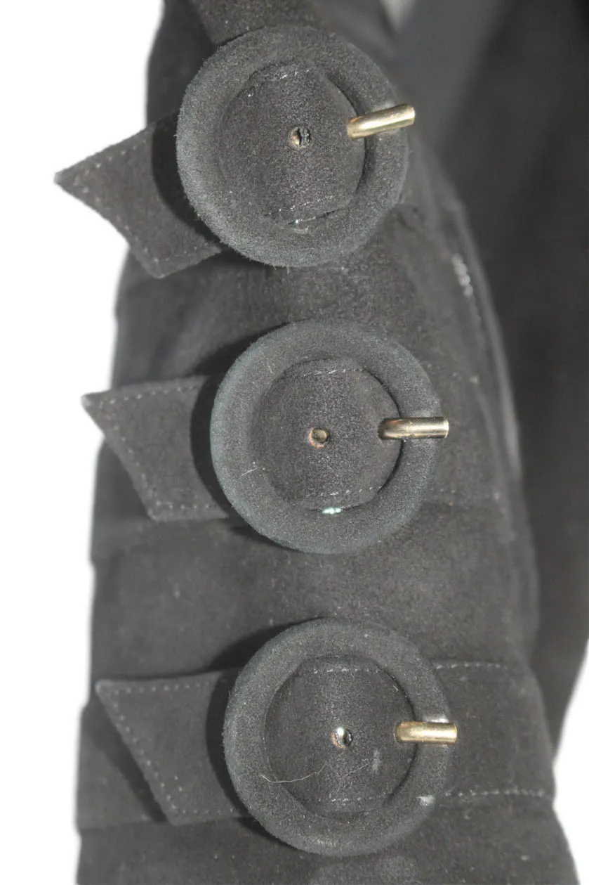 Charlotte Olympia Womens Leather Buckle Detail Pull On Knee High Boots Black
