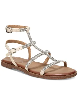 Cintia Womens Faux Leather Embellished Ankle Strap