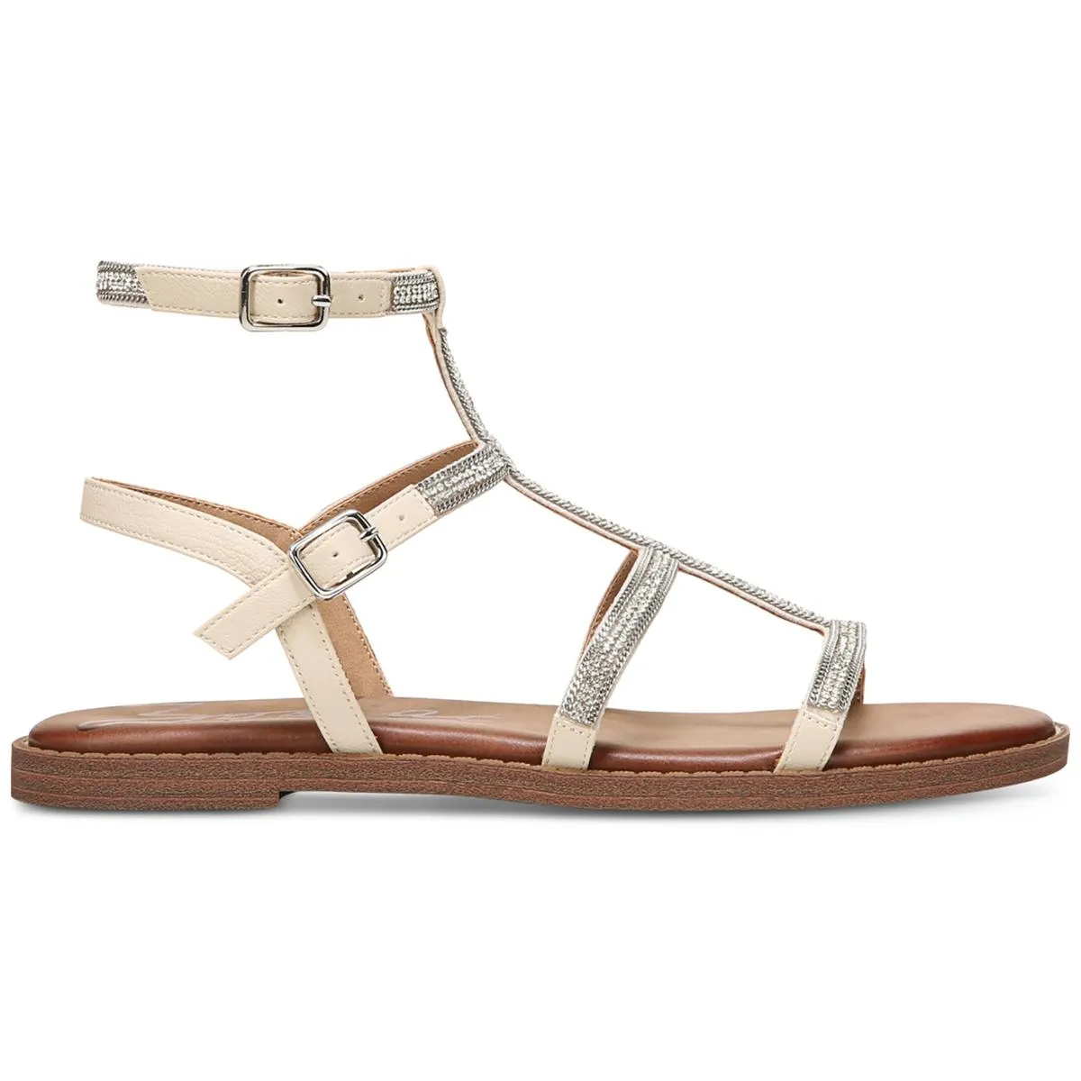 Cintia Womens Faux Leather Embellished Ankle Strap
