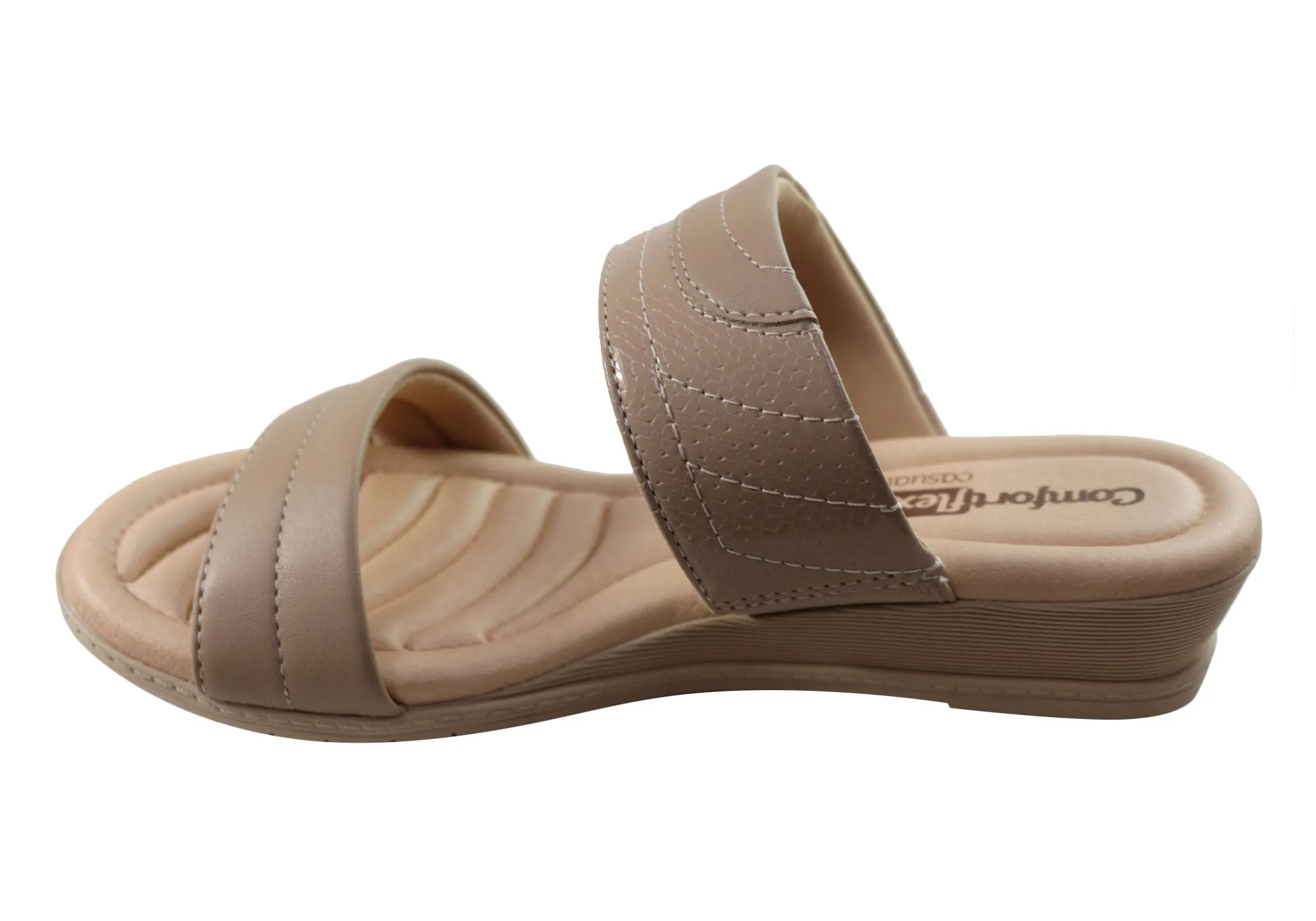 Comfortflex Cianne Womens Comfort Wedge Slides Sandals Made In Brazil Comfortflex Shoes