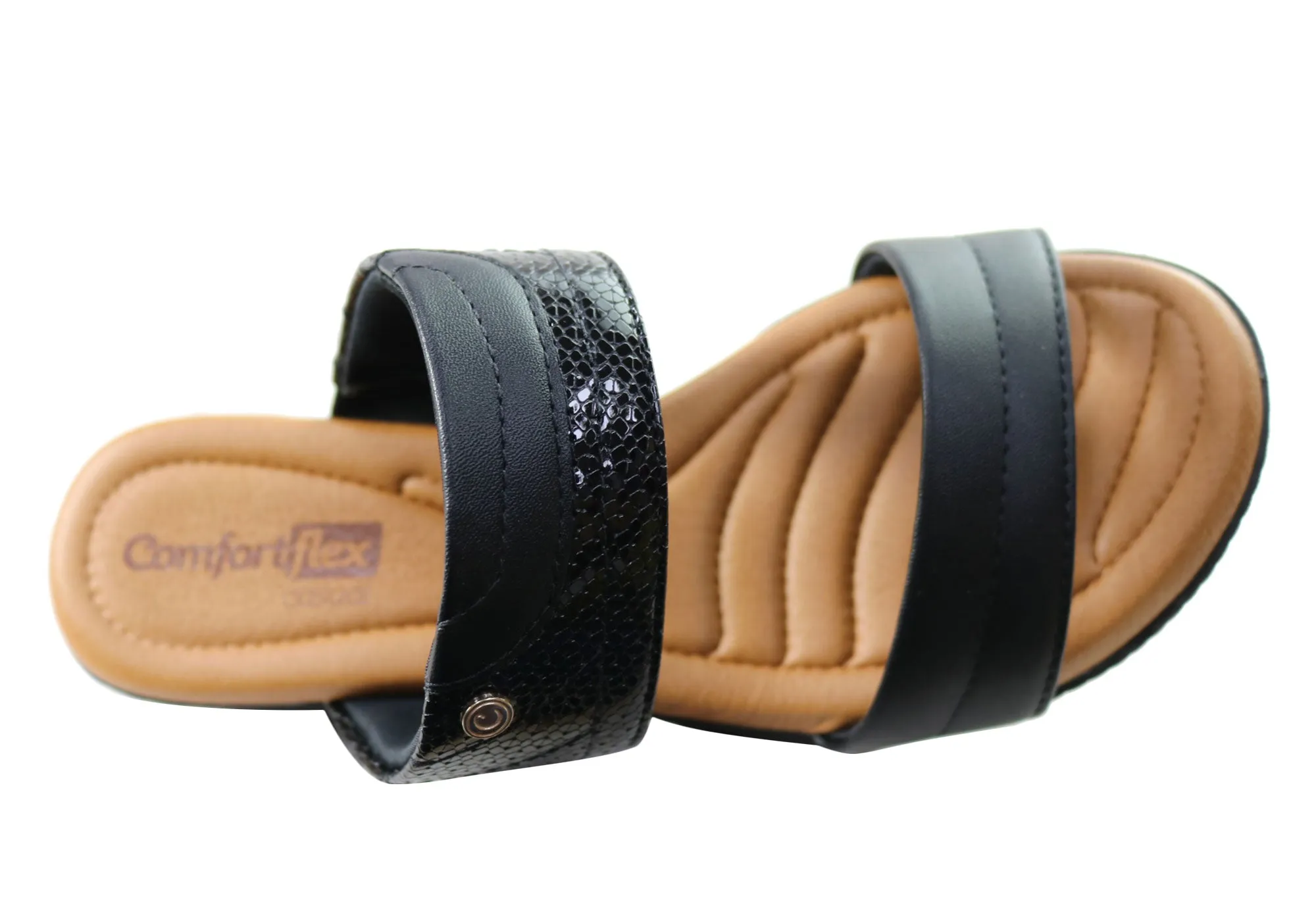 Comfortflex Cianne Womens Comfort Wedge Slides Sandals Made In Brazil Comfortflex Shoes