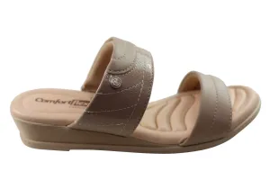 Comfortflex Cianne Womens Comfort Wedge Slides Sandals Made In Brazil Comfortflex Shoes