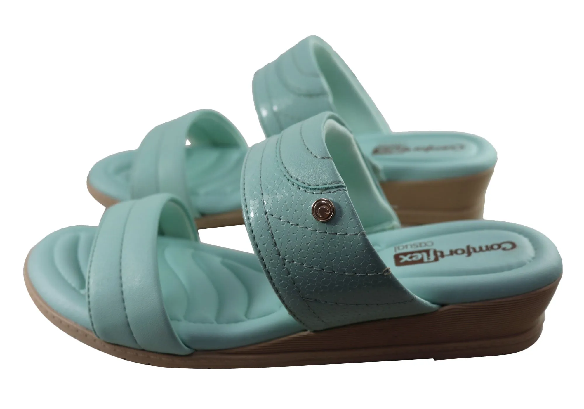 Comfortflex Cianne Womens Comfort Wedge Slides Sandals Made In Brazil Comfortflex Shoes