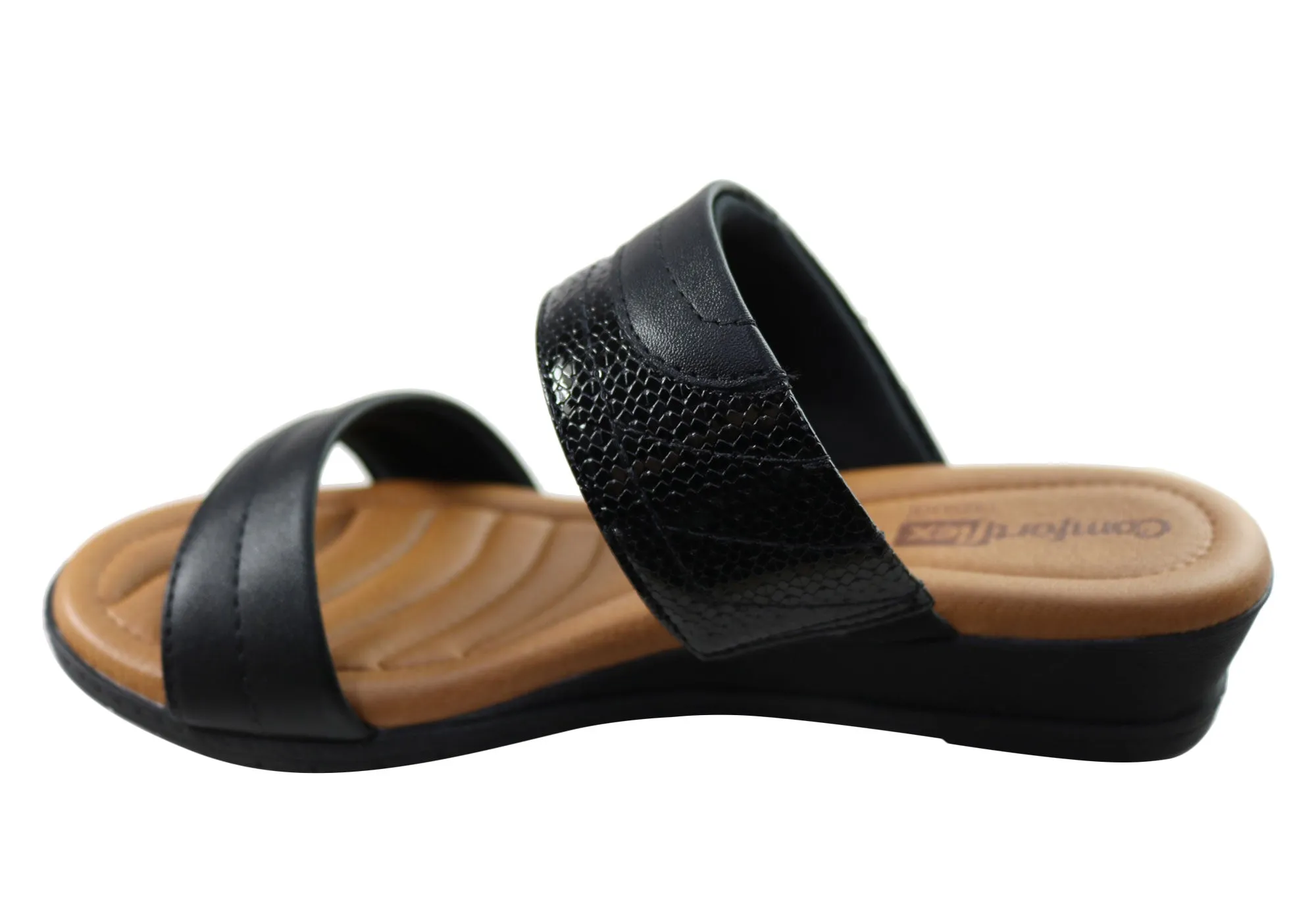 Comfortflex Cianne Womens Comfort Wedge Slides Sandals Made In Brazil Comfortflex Shoes