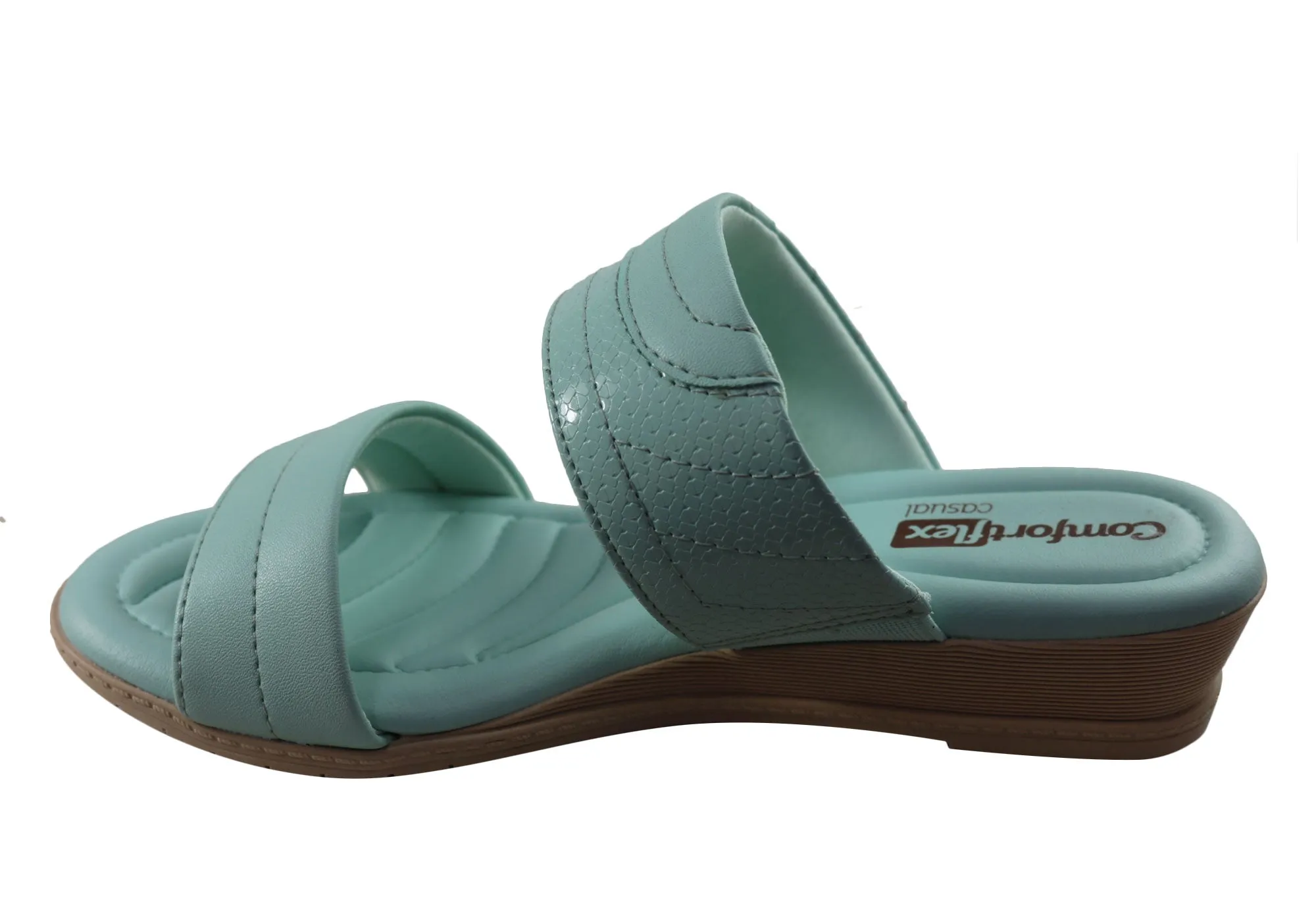 Comfortflex Cianne Womens Comfort Wedge Slides Sandals Made In Brazil Comfortflex Shoes