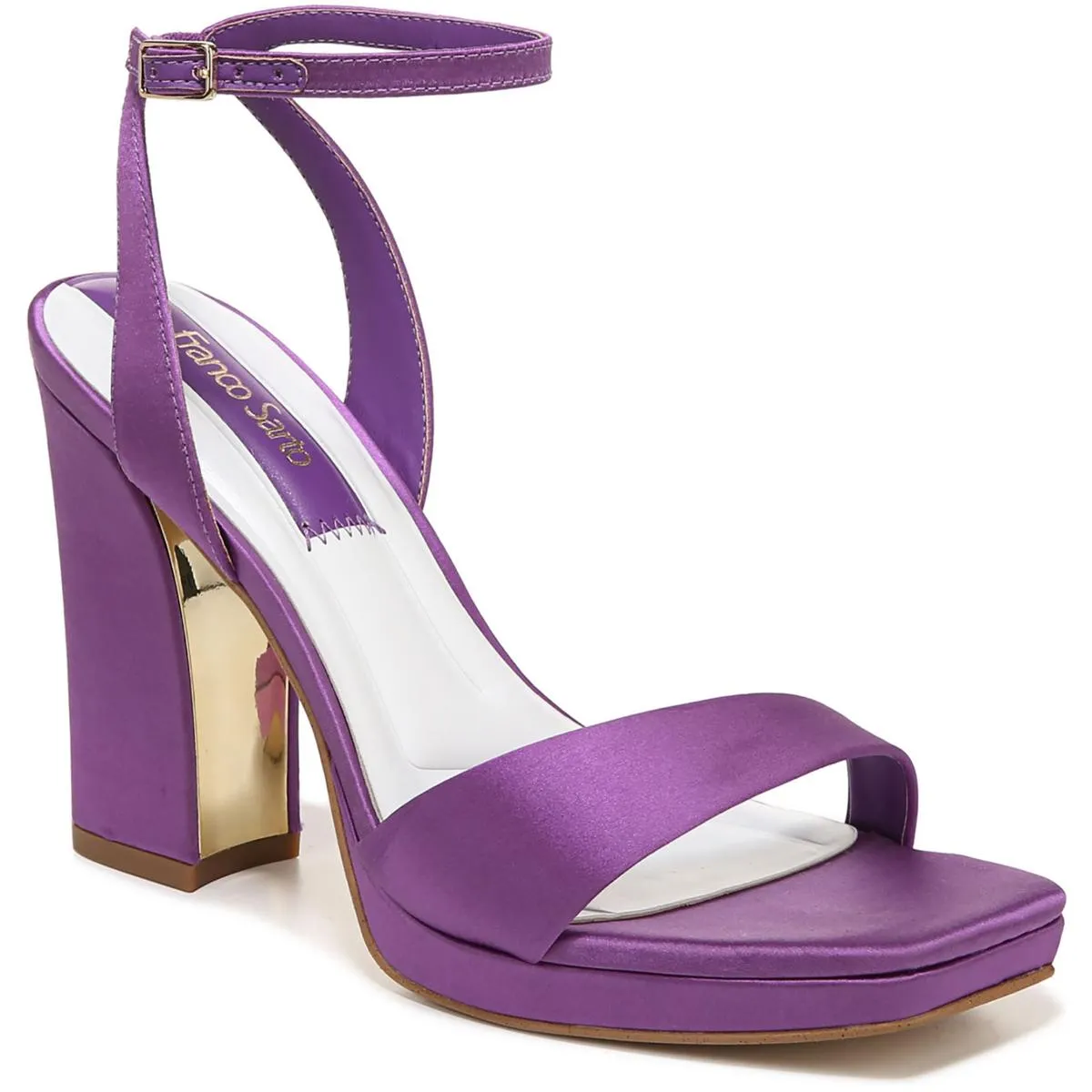 Daffy Womens Solid Ankle Strap Heels