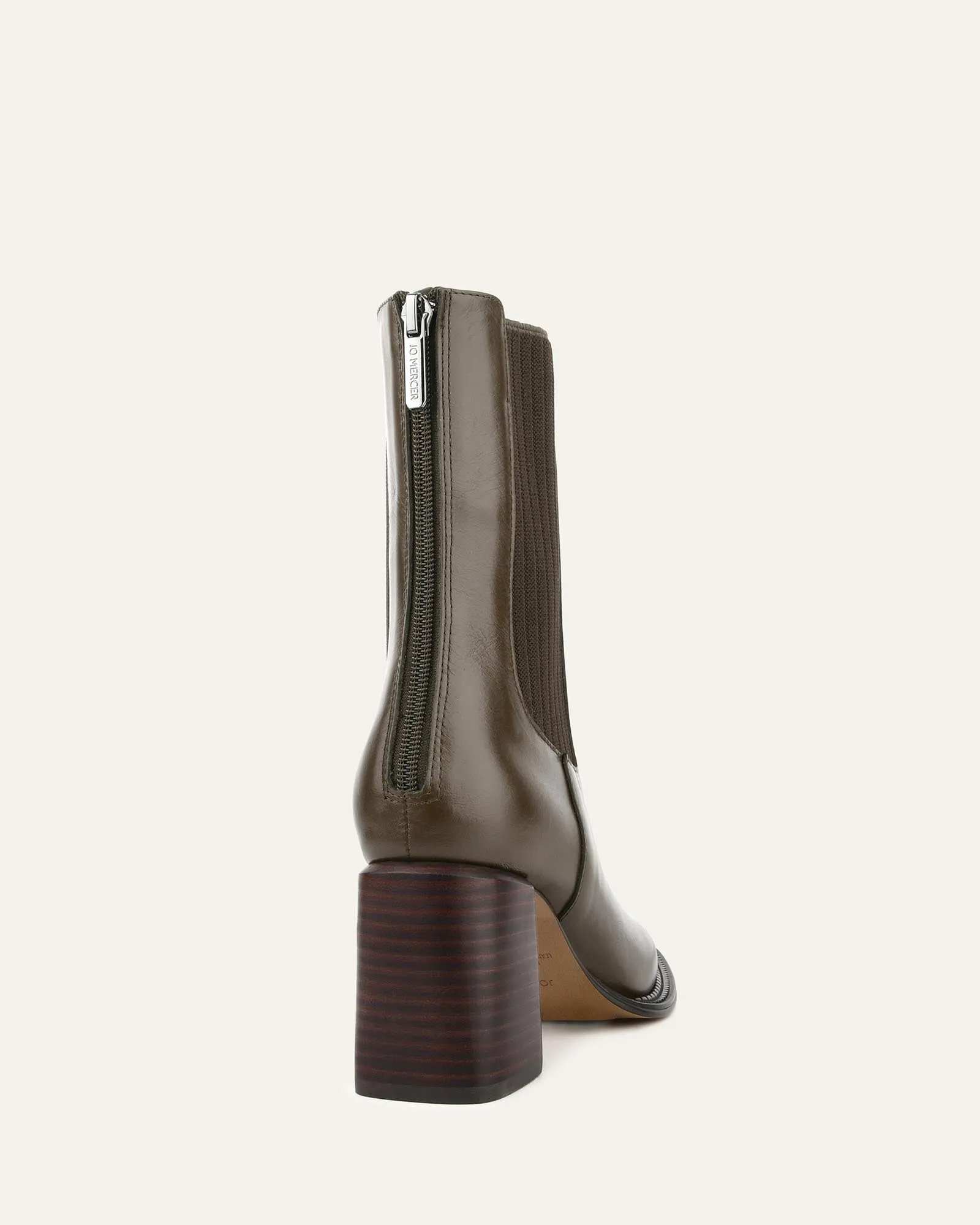 DEVINA MID ANKLE BOOTS DARK OLIVE LEATHER
