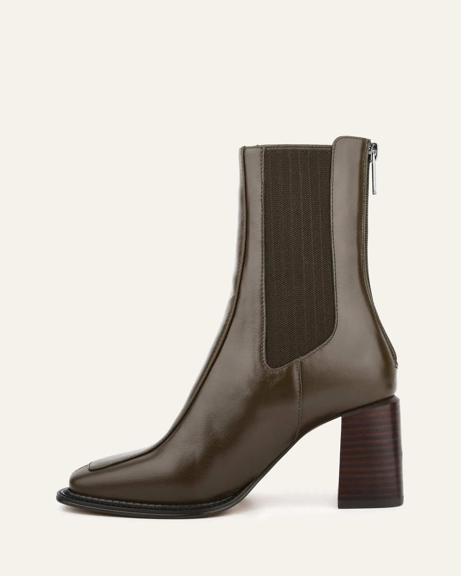 DEVINA MID ANKLE BOOTS DARK OLIVE LEATHER