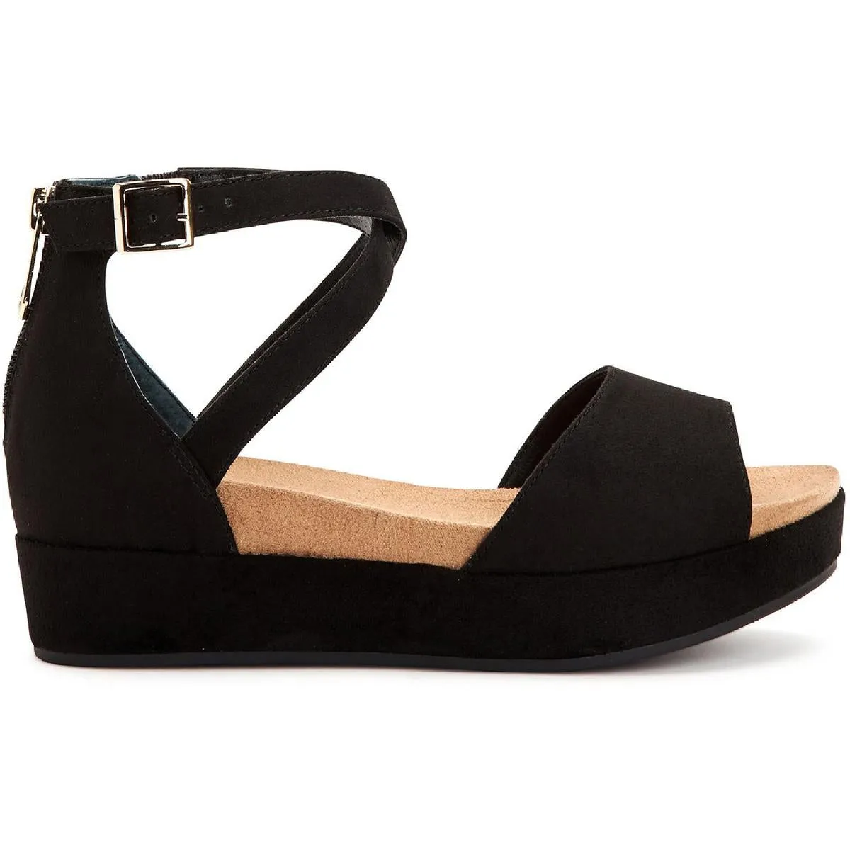 Ellenaa Womens Memory Foam Ankle Strap Wedge Sandals