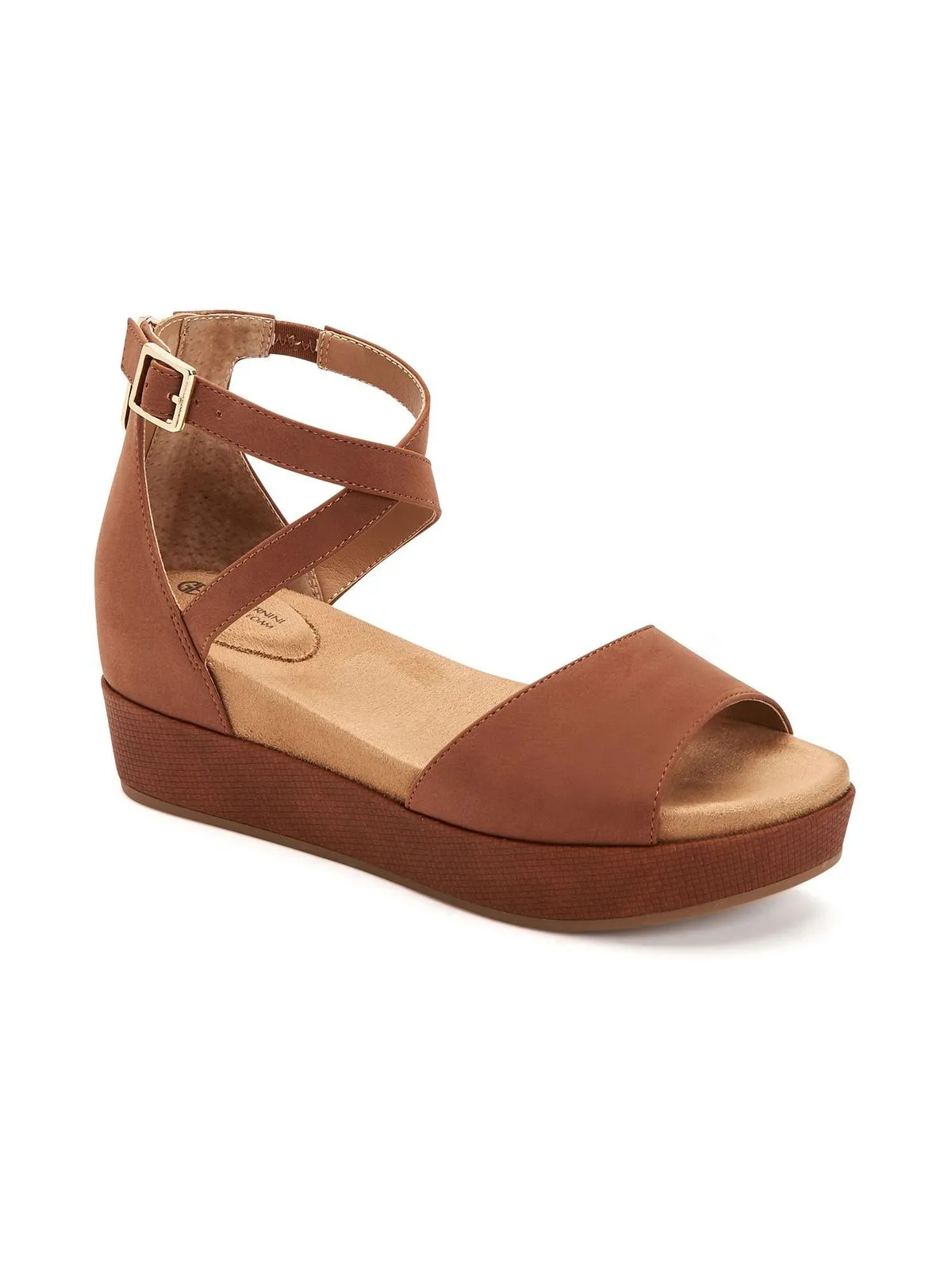 Ellenaa Womens Memory Foam Ankle Strap Wedge Sandals