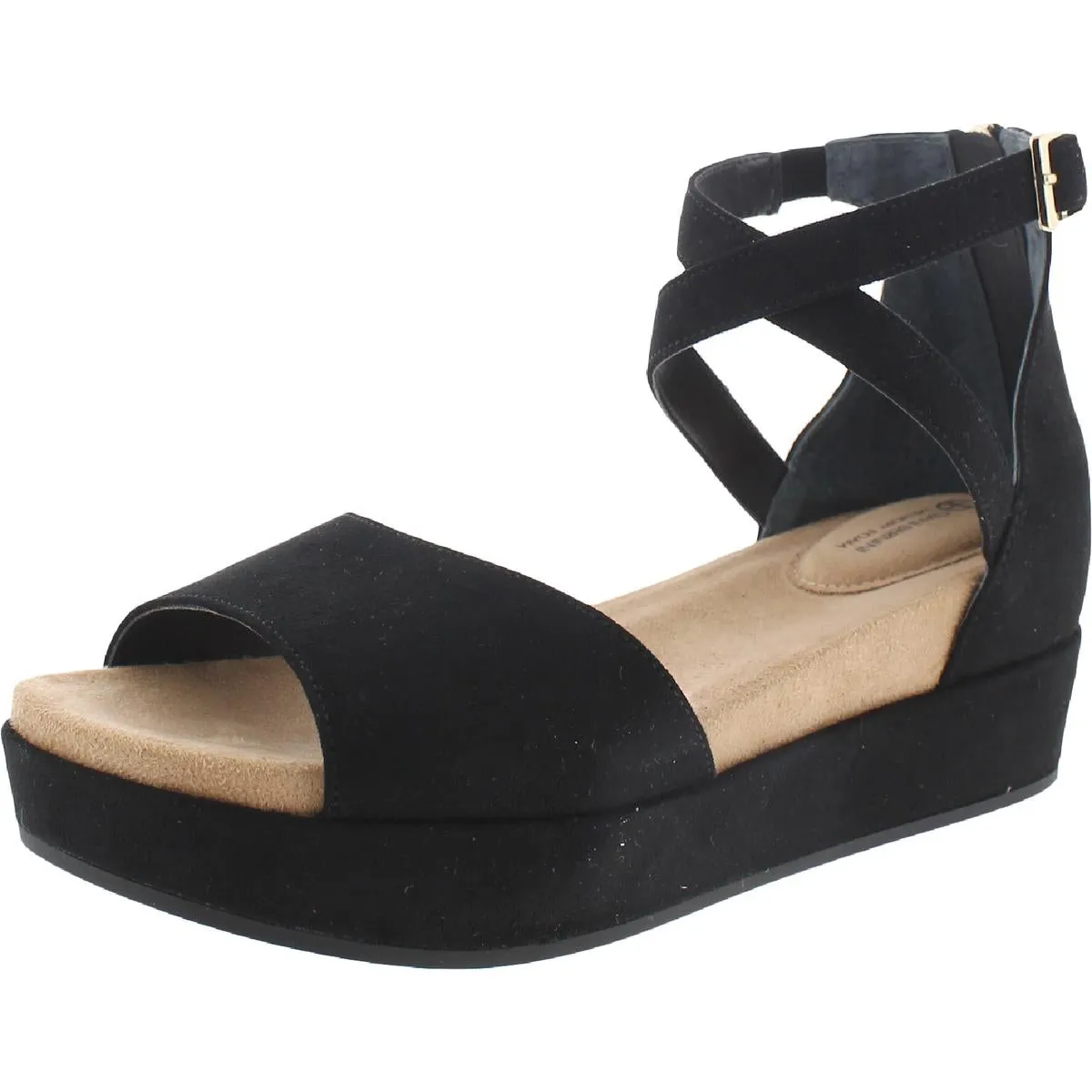 Ellenaa Womens Memory Foam Ankle Strap Wedge Sandals